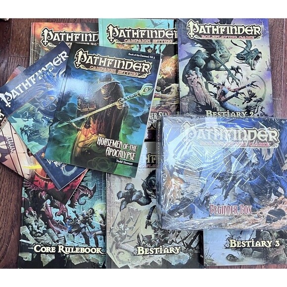 Paizo Pathfinder Beginner Box Books HC Lot of 10 Roleplaying RPG Rulebook Guides - Picture 1 of 8